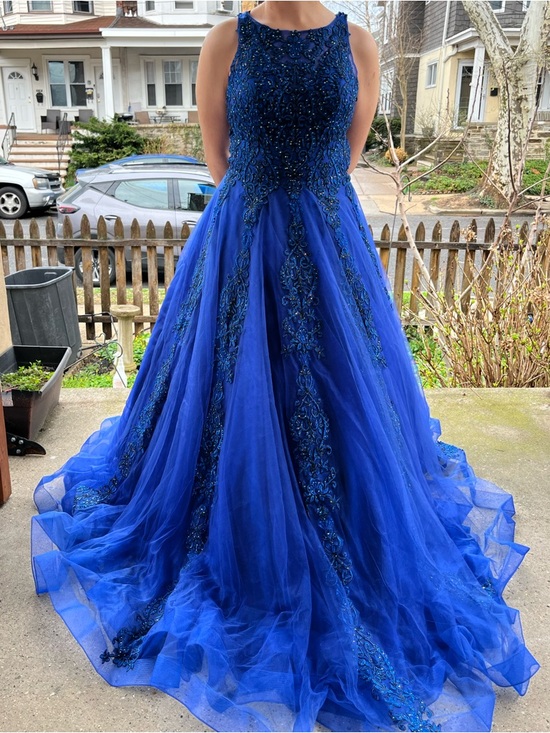 Camille La Vie Dresses & Skirts - Royal Blue Beaded Tulle Ball Gown